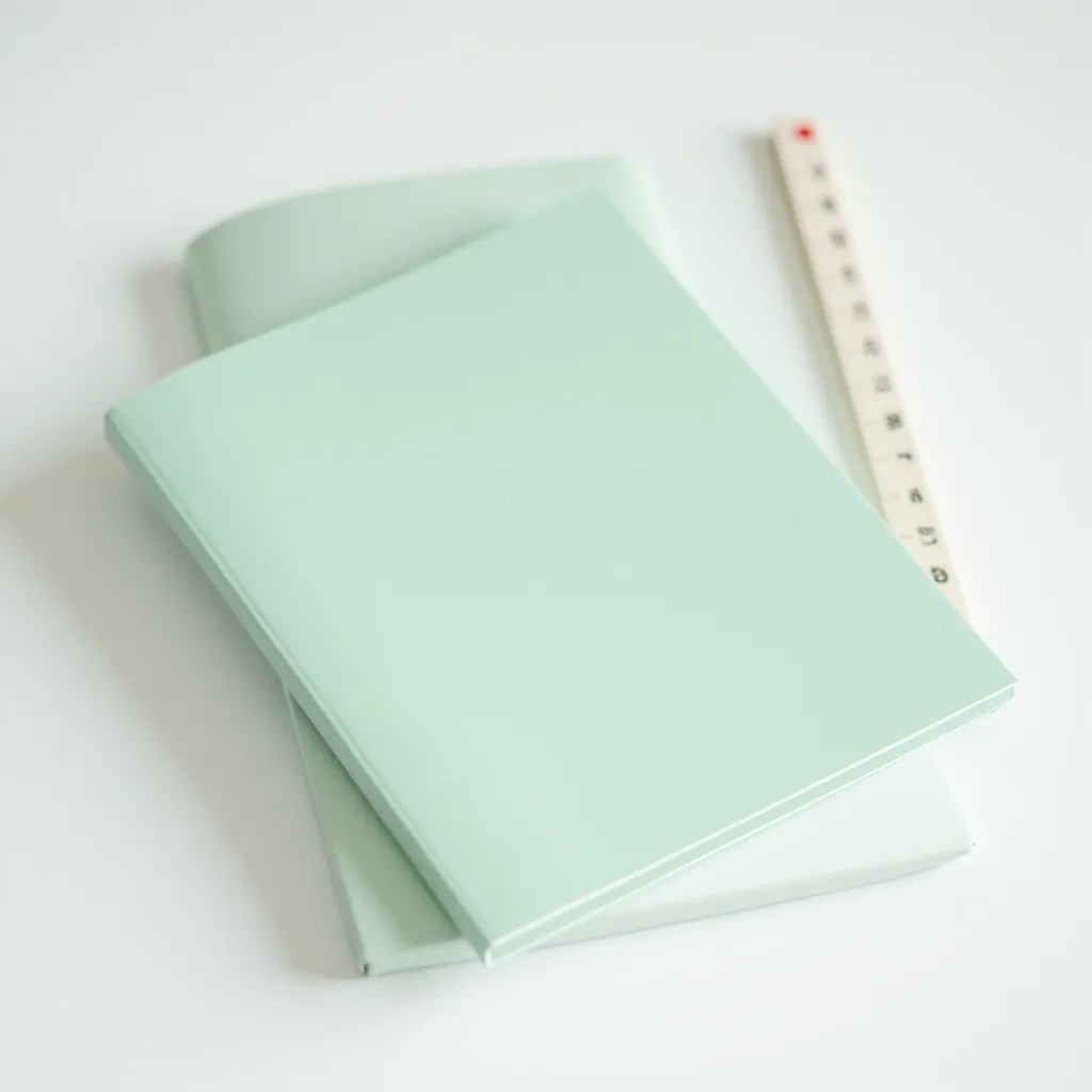 Weekly planner pad displayed closed showing sage green cover with dimensions and product details